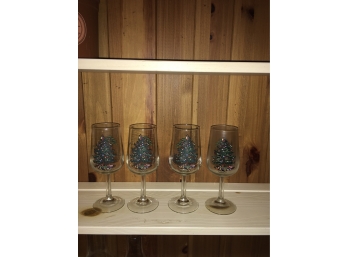 Set Of 4 Christmas Glasses