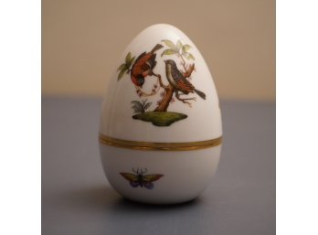 HEREND HUNGARY HAND PAINTED PORCELAIN EGG FORM BOX