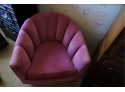 Vintage 1980s Pink Shell Velvet Chair By Maurice Villency