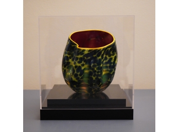 CHIHULY, DALE 1941 GREEN GLASS VASE SIGNED & NUMBERED PP05