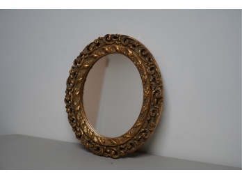 GOLD FRAME HANGING MIRROR, 12X14 INCHES