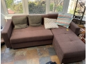 Brown Sofa CONFIGURED TO QUEEN SLEEPER, INTERIOR RAL STORAGE