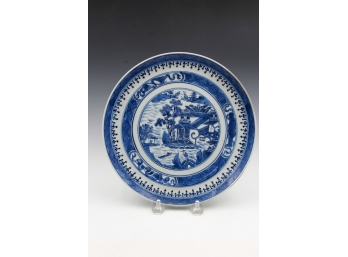 Antique Nanking Blue & White Glaze Plate