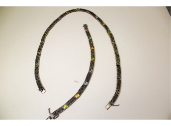 Sterling Marcasite Necklace & Bracelet Set