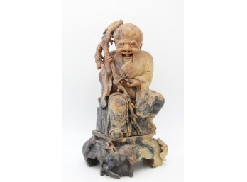 Well Carved Chinese Antique Monk Soapstone Statue