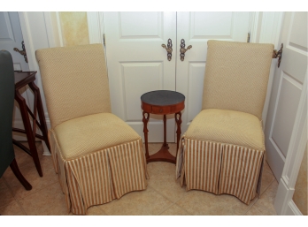 Pair Of Parsons Chairs & Small Table
