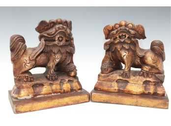 Chinese Gilded Wooden Foo Dogs 18th C