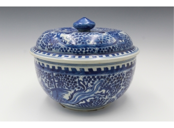 Chinese Blue And White Lidded Tureen 19TH C