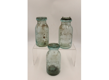 Trio Of 1861 Moore's Fruit Jars - Shippable
