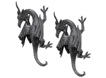 Pair Of Horned Dragon Of Devonshire Wall Sculptures