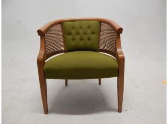 MCM Green Fabric Caned Side Chair