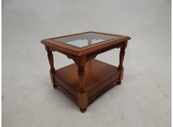 Beveled Glass Top End Table W/ Drawer