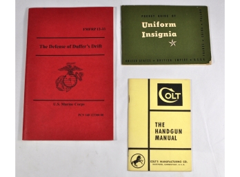 Lot 3 Vintage Books Brochures Military Insigna,