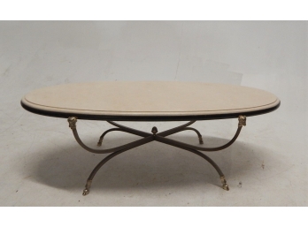 Marble And Brass Oval Coffee Table