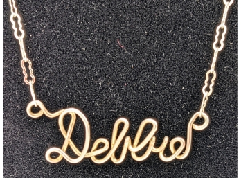 Thin Sterling Bent-Wire Name Necklace 'Debbie' From The 1970s ~ 16'