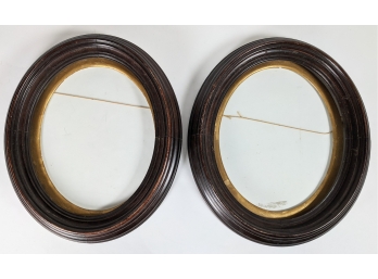 A Pair Of Very Antique Dark Wood Oval Yoke Frames With Gold 10x12'