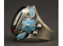 Antique Chinese Old Silver Inlaid Enamel Cloisonné Diocroma Finger Ring (Adjustable)