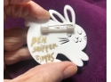 Signed Ben Shiffer Silouetted Easter Bunny Brooch Pin Dated 1985