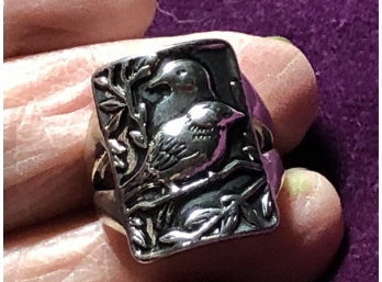 Brand New Low-Rider Easy-To-Wear Marked Sterling Silver Love Birds Ring Size 10.5