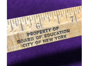 Property Of Board Of Education City Of New York Vintage 12' Ruler Beautiful Old Growth Grained Oak