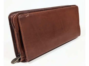 Beautiful Quality Levinger Full Grain Brown Leather Multi Compartment Zippered Wallet