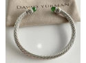David Yurman Brand New Bright Green Peridot Crystal 14K Gold & Sterling Silver Cuff Bracelet
