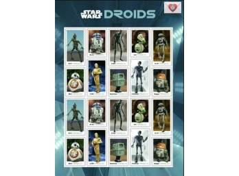 Collectible ~ Very Cool Full Sheet Star Wars Droids Forever Stamps