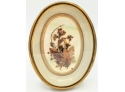 Romantic Antique Dried Flower Art ~ Small Oval Gold Leaf Deep Shadowbox Frame Has Provenance 6' Glass Intact
