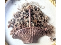 Absolutely Charming Dated 1860 Round Gold Shadowbox Frame Dried Flowers In A Wicker Basket 7.5' Has Provenance