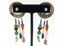 Happy Colorful Pair Of Dancing Dangling Beads Pierced Long Artsy Earrings