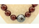 Beautifully Variegated Hand Strung Large Natural Carnelian Beads With Hammered Sterling Necklace 21' Adj.
