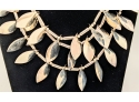 Complex Artsy And Chic Many Silver Leaves Tri-strand Statement Necklace ~ Shortest Strand 21'