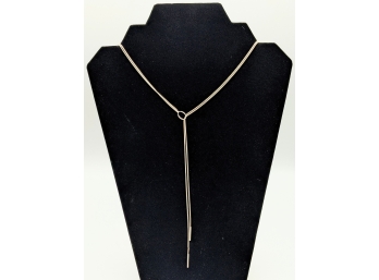 Long Slinky Slim And Edgy Minimalist Silver Sexy Lasso Necklace 25'
