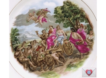 Limoge Of France ~ Wonderful Scene Of Debauchery On A Chariot Vintage Gilded Porcelain Plate