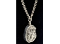 Rare Antique Art Nouveau Henryk Winograd 999 High Relief Sterling Silver Repousse Pendant On Thick 30' Chain