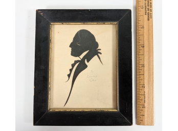 Antique Expertly Hand-Cut Paper Silhouette Portrait ~ Just Look At The Tendril Curl! Signed By Lonzo Cox