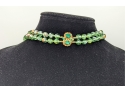 Glorious 1940s Light-Flash Chartreuse Aurora Borealis Bead Demi-Parure Necklace Earrings