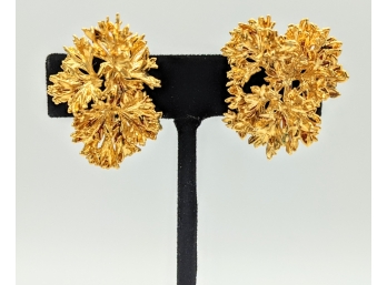 Wild Lightweight Gold Lettuce Costume Earrings Clever Screw Adjustable Clip-Ons 1'