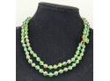 Glorious 1940s Light-Flash Chartreuse Aurora Borealis Bead Demi-Parure Necklace Earrings