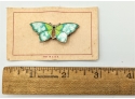 Beautifully Guillouche Enamelled White Metal Butterfly Brooch On Original Card 2'