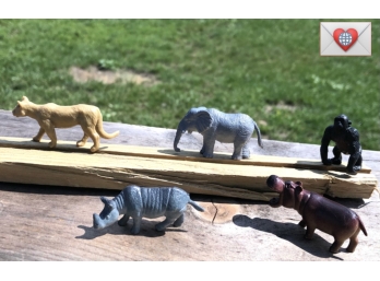 For The Kinder: A Quintet Of Lil Beasts: Lion Hippo Gorilla Rhino Elephant