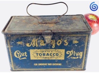 🌀 Large Antique Mayo’s Cut Plug Tobacco Tin Litho