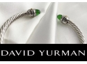 David Yurman Brand New Bright Green Peridot Crystal 14K & Sterling Silver Cuff Bracelet
