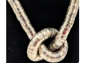 Vintage Tribal Huge White Metal Knot Necklace 24'