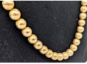 Vintage Crown Trifari Extra-Long Classic Carved Gold Beads Strand 32'