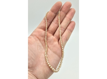 Sweetest Vintage Ivory Colored Pearl Valentine Necklace For Your Small Girl 12'