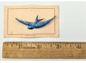 Bluebird Of Happiness Gorgeously Guillouche Enamelled Vintage Brooch On Original Card 1.75'