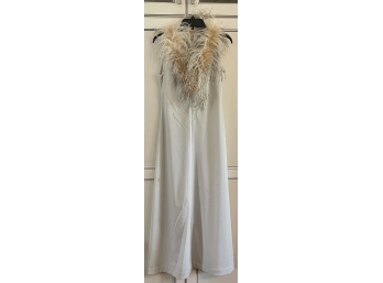 Fantastic 60's Feather Collar Phyllis Diller Style Homemade  Maxi Shift Dress Size Large