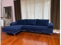 Navy Almost New Velvet Left Hand Facing Marchagee Sofa Chaise See Link Below