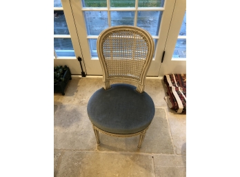 Small Caned Chair With Upholstered Seat